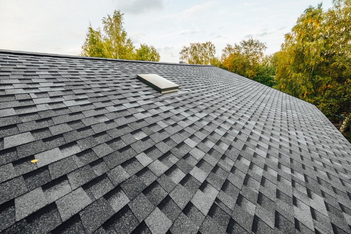 roof of new house with shingles